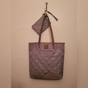 Tommy Hilfiger Quilted Tote Bag Purse With Pouch